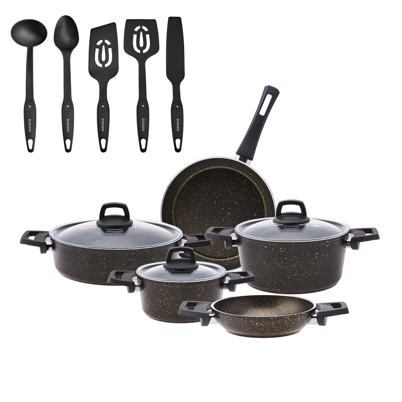 Karaca Biogranit V2 13 Piece Cookware Set Black Gold - Gifty Girls Shop