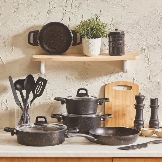 Karaca Biogranit V2 13 Piece Cookware Set Black Gold - Gifty Girls Shop