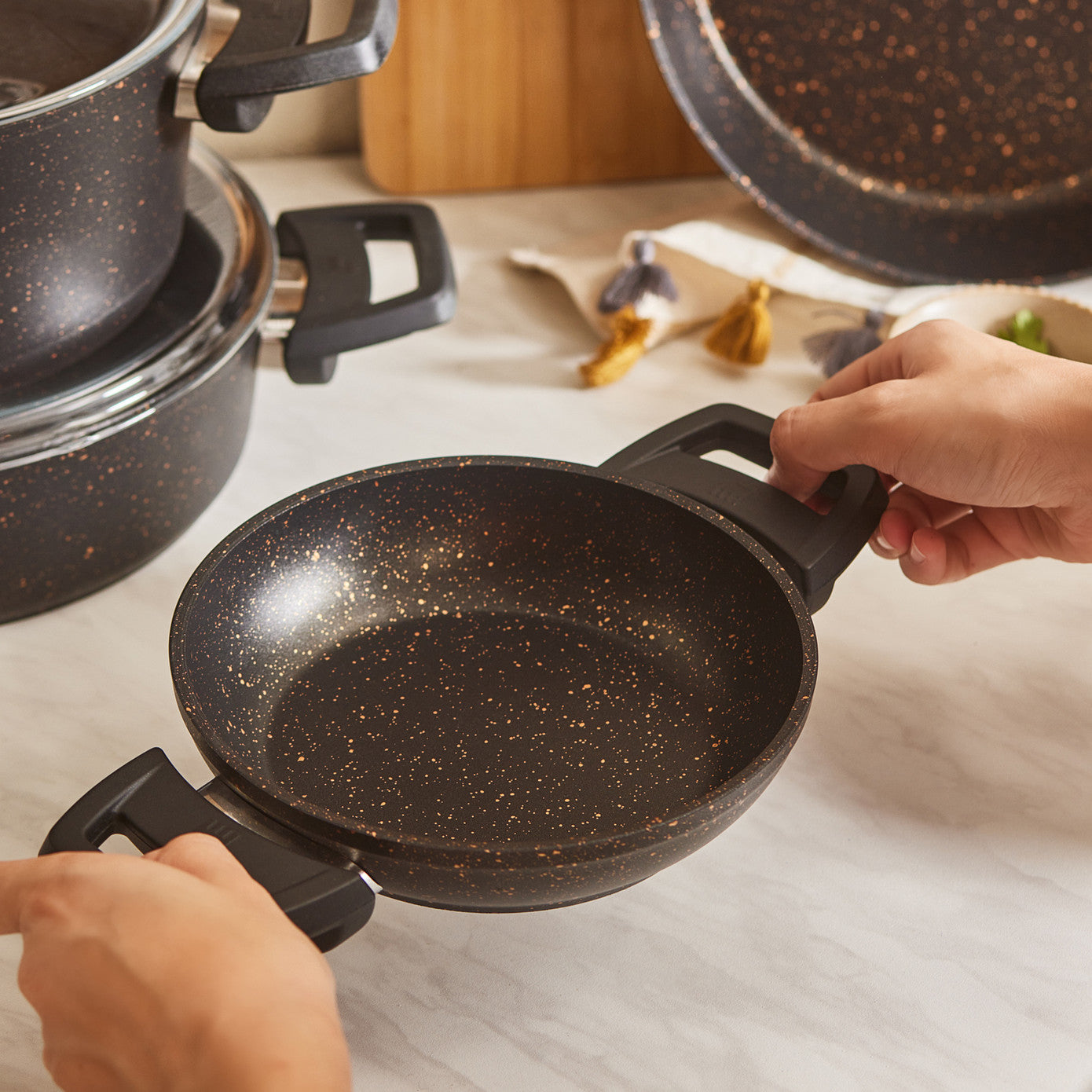 Karaca Biogranit V2 13 Piece Cookware Set Black Gold - Gifty Girls Shop