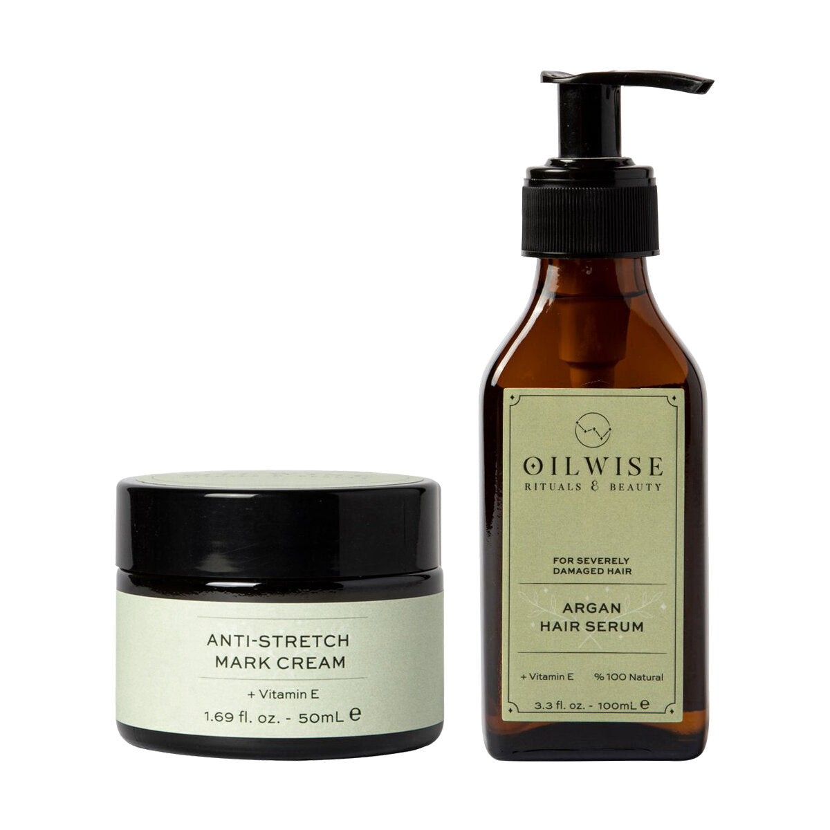 Oilwise Anti Stretch Cream & Argan Hair Serum Set - Gifty Girls Shop